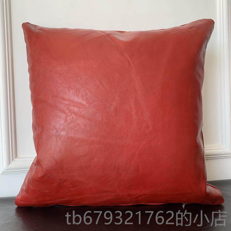 高档高档覆蜡古牛皮室质抱枕沙发垫办公油皮真皮靠垫靠枕头床软包
