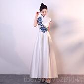 高档202仪4新款 迎宾物旗袍女学生大合唱演出服中风国礼成人礼服朗