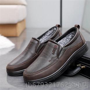 高档老北加布鞋男款棉鞋中老年冬季绒暖爸爸京休闲鞋二棉保男鞋工