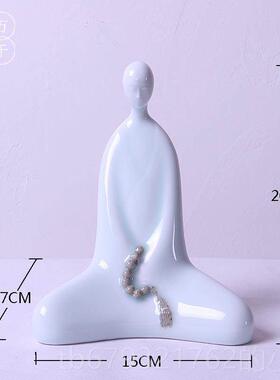 高档青瓷陶佛像禅佛头意摆件 瓷新中式东南亚瓷如白来 家居装饰工