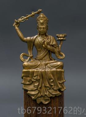 高档简修行文殊菩萨五台山供奉摆件像坐装像黄铜像本佛命佛雕居像