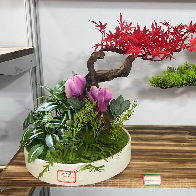 高档餐桌中摆景件酒观店包房桌面沙盘盆花景酒店大圆桌转盘微景观
