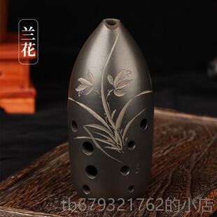 高档踏古自陶埙十专业黑陶埙笔筒双孔腔埙乐器初学者埙学古吹奏乐