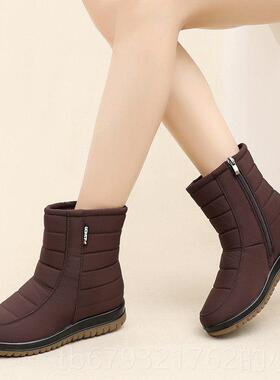 高档202暖4冬季防水加筒厚防水地靴休闲保羊毛衬里棉鞋防滑短大码
