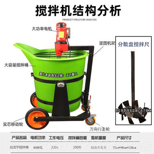 高档家小水泥搅拌机鸭灌嘴塑料搅拌桶用石膏自流平电动浆型料搅拌