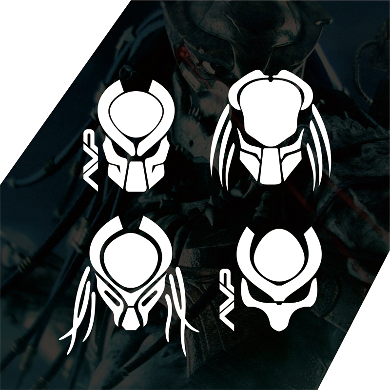 铁血战士predator头像标志反光贴纸网红油箱盖电动摩托车头盔车贴