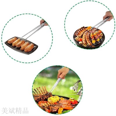 厨房工具不锈钢长夹子多用夹食品夹户外BBQ烧烤用品食品防碰镊子