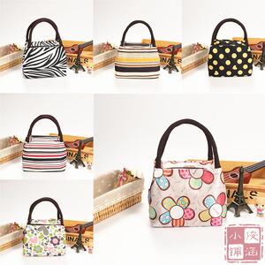 帆布涤纶布包多花色拉链防水手提包饭盒袋便当包小拎包加硬底包邮