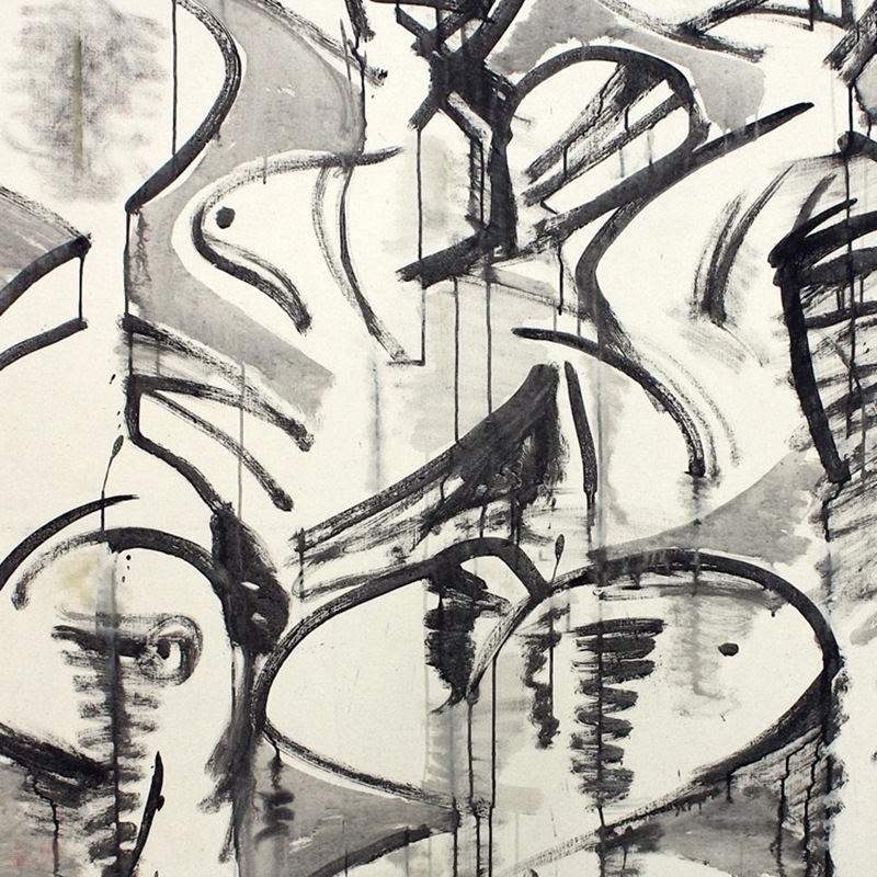黑白线条抽象现代背景墙面小众挂画
