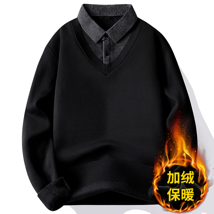 衬衫领宽松聚酯纤维青春活力风套头针织衫/毛衣