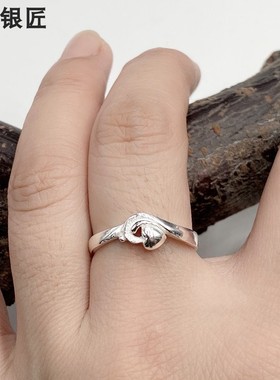 99足银戒指99银桃心情侣