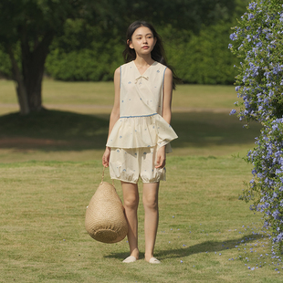 印花甜美套装 朵朵可可家居服睡衣女2025新款 短裤 纯棉V领无袖 夏季