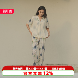 春夏季 套装 纯棉中式 长裤 印花短袖 朵朵可可家居服睡衣女2025新款