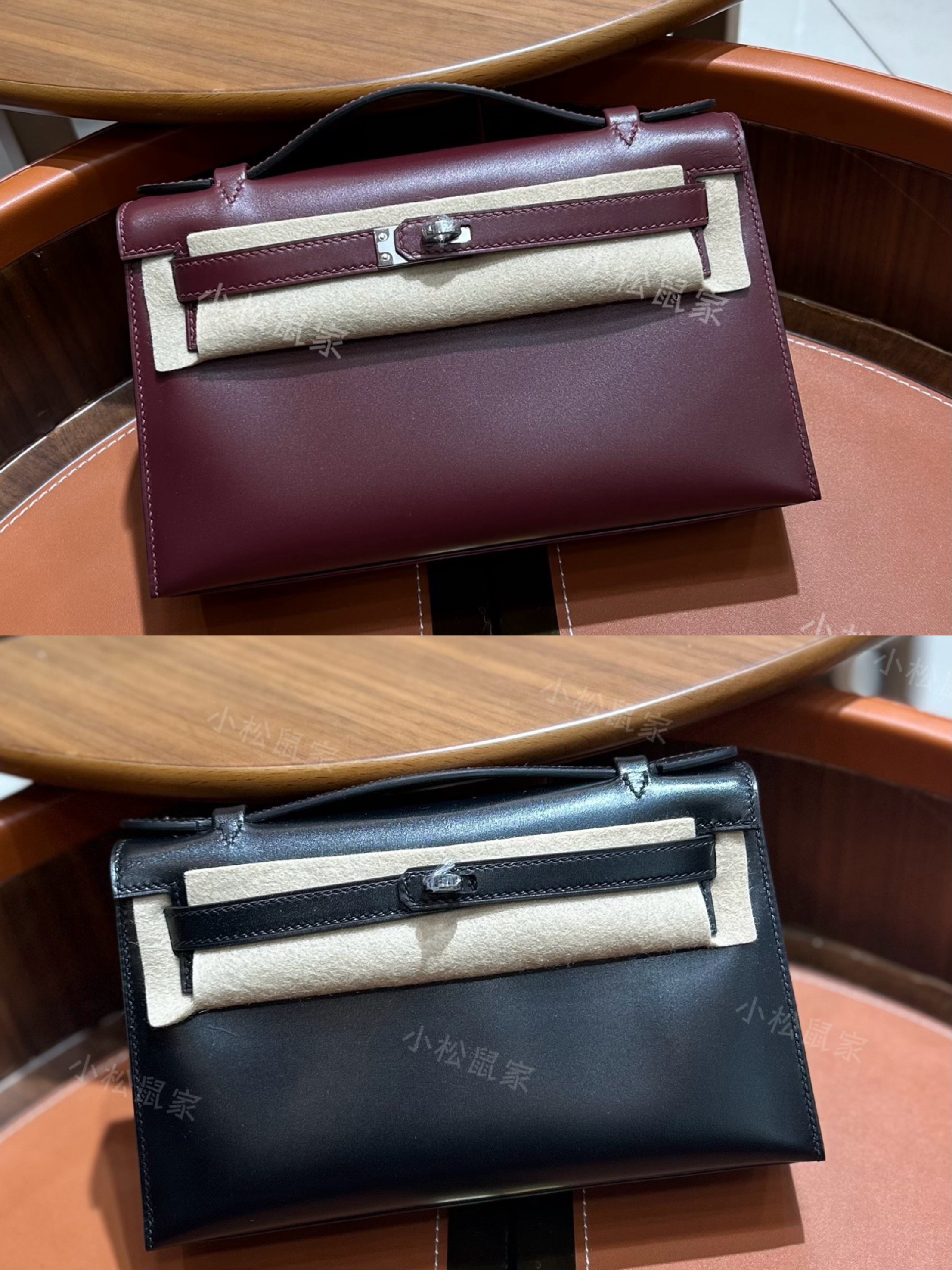 定制蜡线手缝mk1爱玛酒红黑银box进口原厂皮凯莉一代KL22手提女包