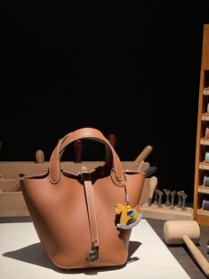 手工蜡线picotin18菜篮子包金棕色金银扣法国原厂TC牛皮hobo慵懒