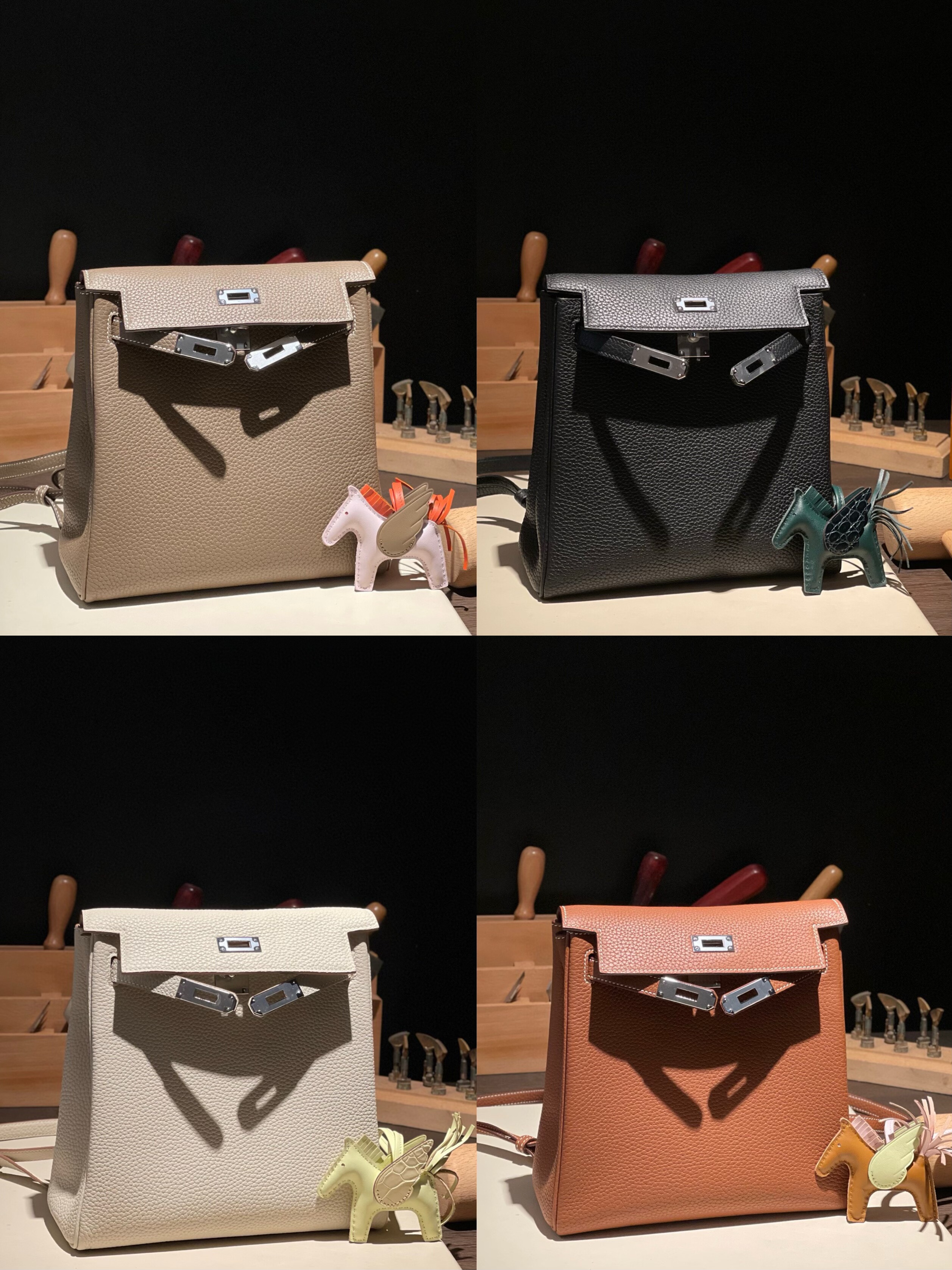 四大金刚双肩凯莉包KL22ado手工定制蜡线进口TC皮荔枝纹书包牛皮