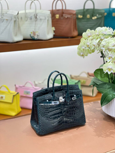 个性慵懒|W0博斯普鲁斯绿bk25高光美洲hcp鳄鱼定制手工蜡线铂金包