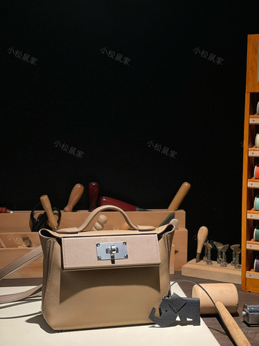 mini2424凯莉包手工定制单肩斜挎威玛犬拼大象灰金银扣原厂皮蜡线