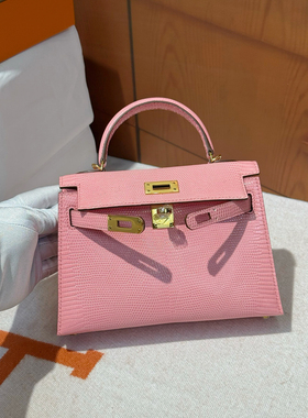 定制mk2原厂蜥蜴皮3Q樱花粉凯莉二代迷你小号KL19斜挎肩带手提包