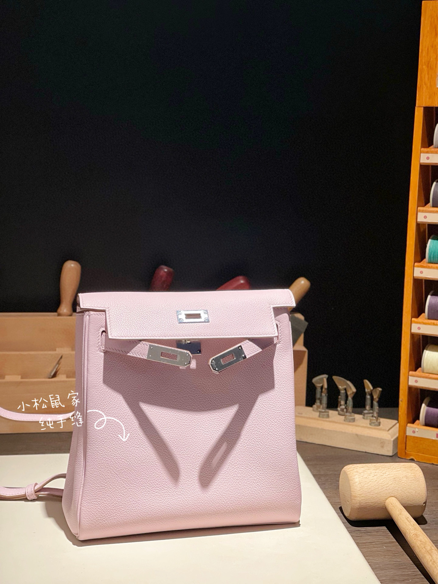 梦幻粉紫色双肩凯莉包KL22ado手工定制蜡线进口EVE皮荔枝牛皮书包箱包皮具/热销女包/男包通用款女包原图主图