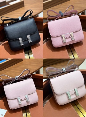 Lin高端定制法山羊皮恋爱粉3Q粉银扣黑色康康19纯手缝经典款