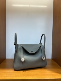 客订实拍大号手工订制法产TC牛皮积雨云灰银扣林迪LD30手提女包