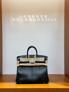莫桑钻银扣bk25高端定制手提铂金包进口蜥蜴皮女包黑色纯手缝五张
