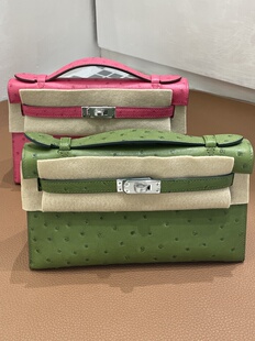 凯莉KL一代mini丝兰绿孤品 南非KK鸵鸟皮金银扣 定制 A8絲蘭綠