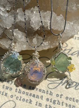 纯手工绕线项链锁骨链毛衣链吊坠