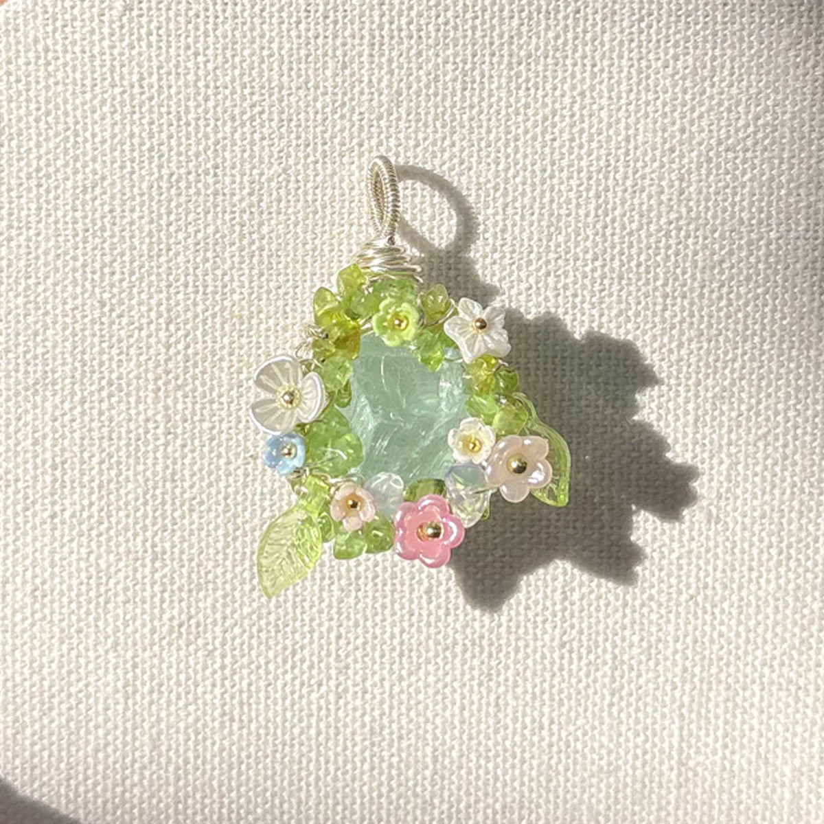 天然水晶原石项链花环手工绕线
