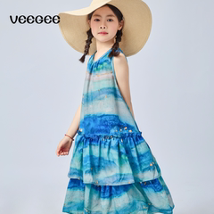 VG童装夏季新款旅游连衣裙沙滩度假无袖连衣裙舒适连衣裙超级出片