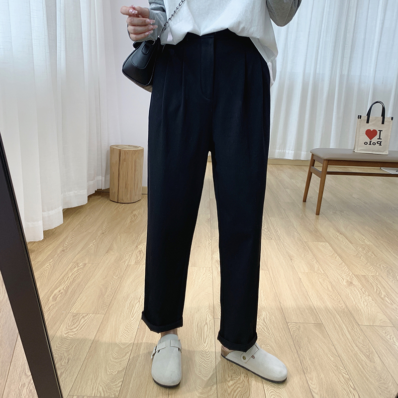 褶皱宽松直筒休闲裤女秋季