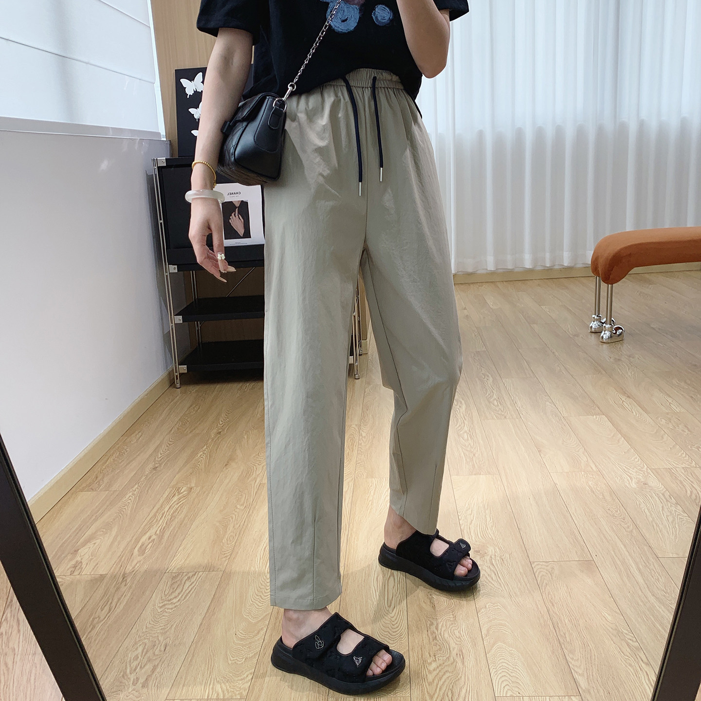 夏日速干裤！宽松直筒九分休闲裤女夏薄款显瘦萝卜哈伦裤夏天裤子