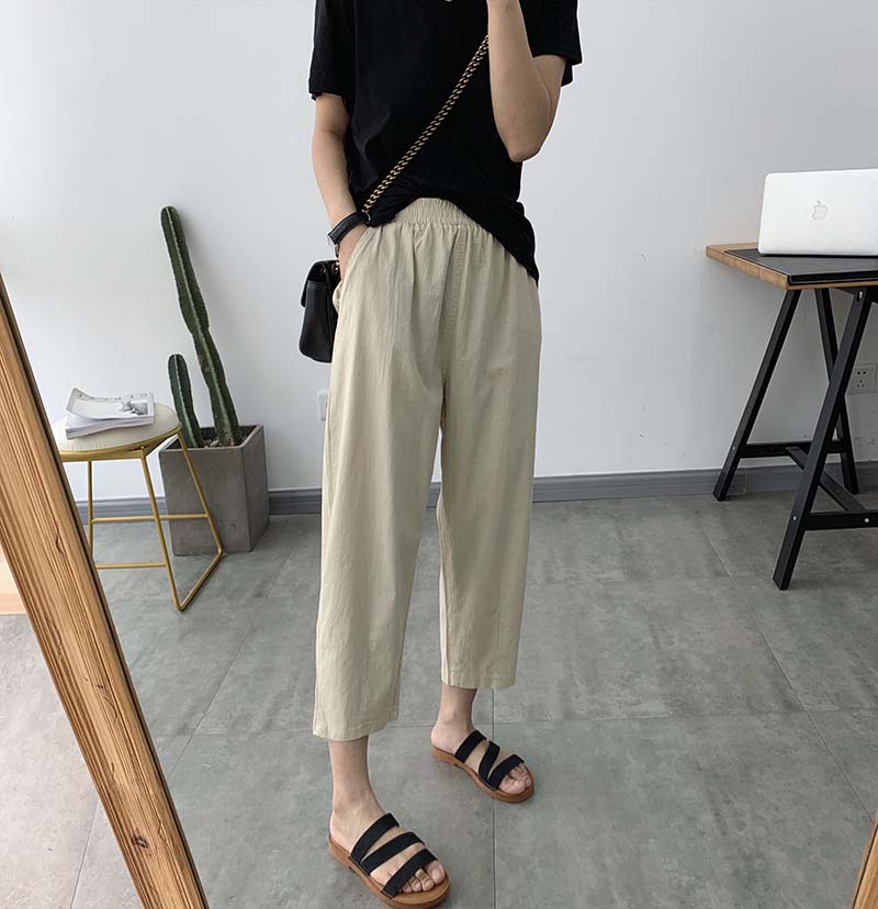 85.00元包邮七分裤女宽松 棉麻裤子 亚麻夏季薄款哈伦裤休闲夏天萝卜女裤薄夏