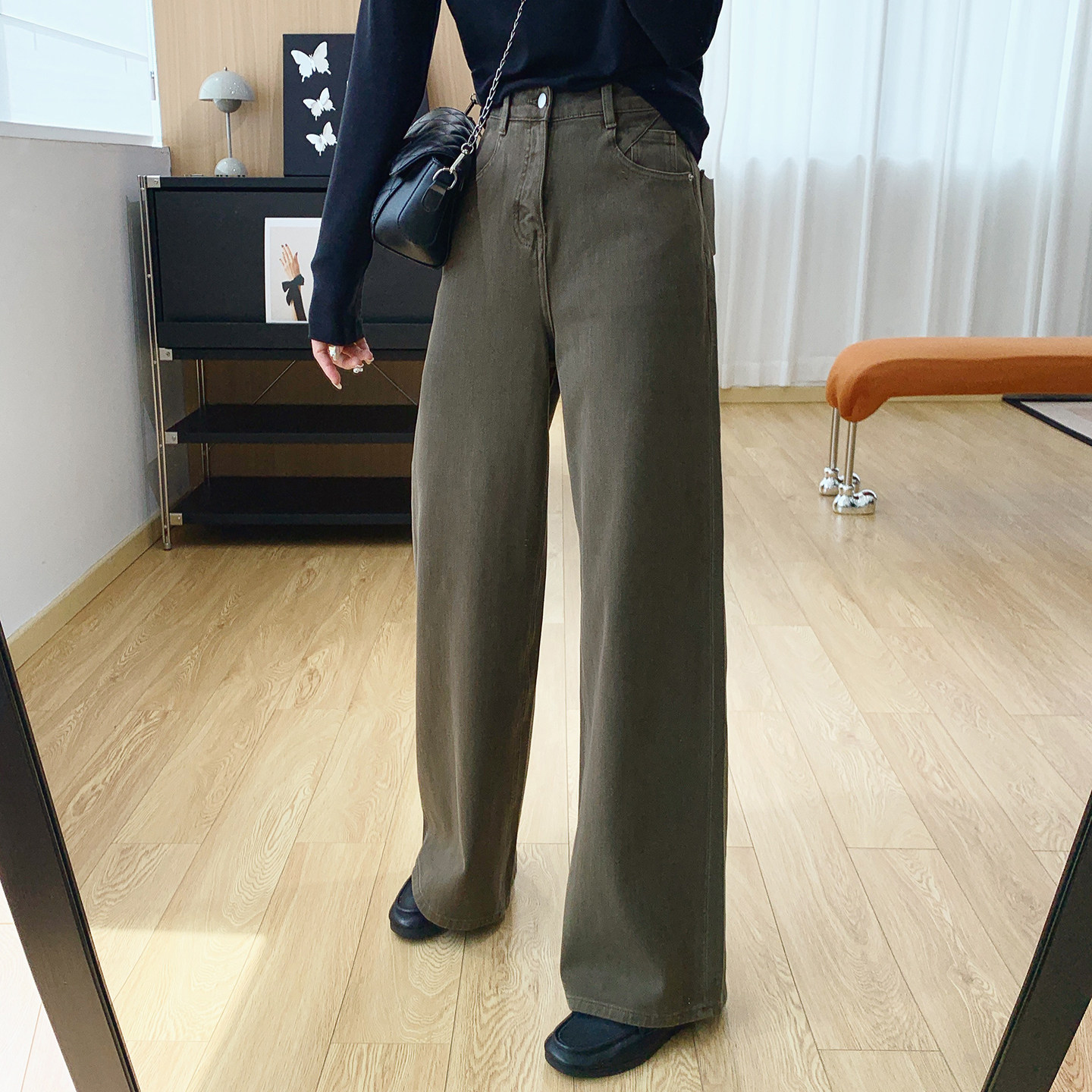 腿型拯救者！四面弹高腰显瘦宽松直筒垂感牛仔阔腿裤女秋季裤子