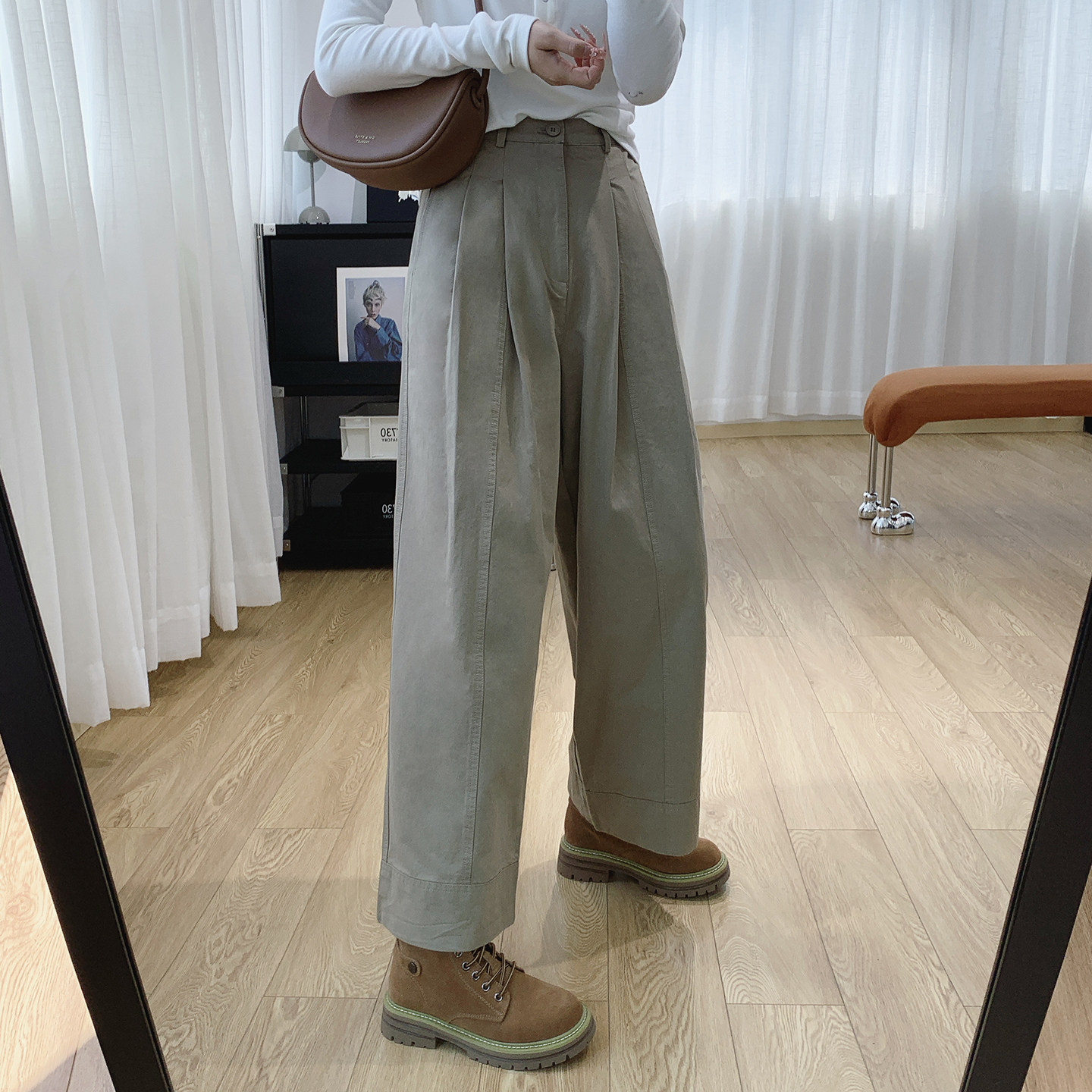 清仓特价 全棉后半松紧腰宽松直筒休闲裤女秋季梨型身材裤子,女装/女士精品,休闲裤,淘宝优惠券,粉丝福利购,淘宝优惠卷