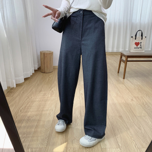 裤 弯刀西装 女秋季 后半松紧腰莱赛尔羊毛宽松显瘦垂感休闲阔腿裤