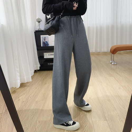 显瘦垂感加绒窄版弯刀裤女秋冬