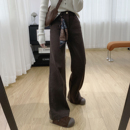 子宽松直筒薄绒牛仔裤 裤 女秋冬2025新款 高腰显瘦一体植绒阔腿裤