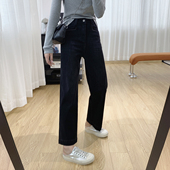 裤 四面弹高腰显瘦法棍裤 2025新款 宽松直筒加绒牛仔裤 子春秋 女秋季