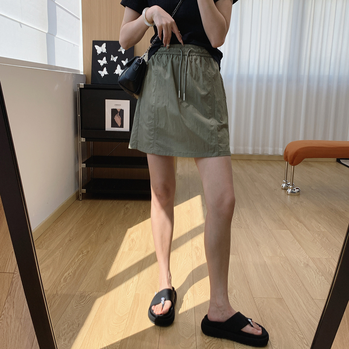 遮胯藏肉巨显瘦裙裤!轻薄抗皱莫代尔桑蚕丝短裙女夏薄款a字裙子