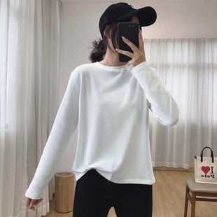 洋气2025年新款 内搭打底衫 上衣春秋 T恤女秋季 柔软亲肤纯色长袖