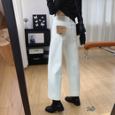 冬季 四面弹高腰显瘦加绒直筒牛仔裤 阔腿裤 子小个子窄版 女秋冬裤