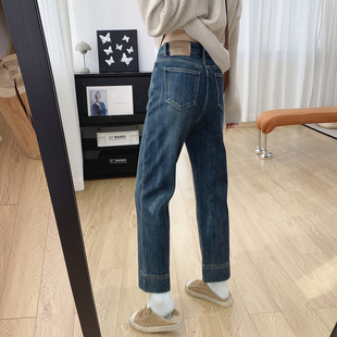 巨显瘦高腰加厚加绒窄版直筒牛仔裤女秋冬2025新款裤子冬季烟管裤