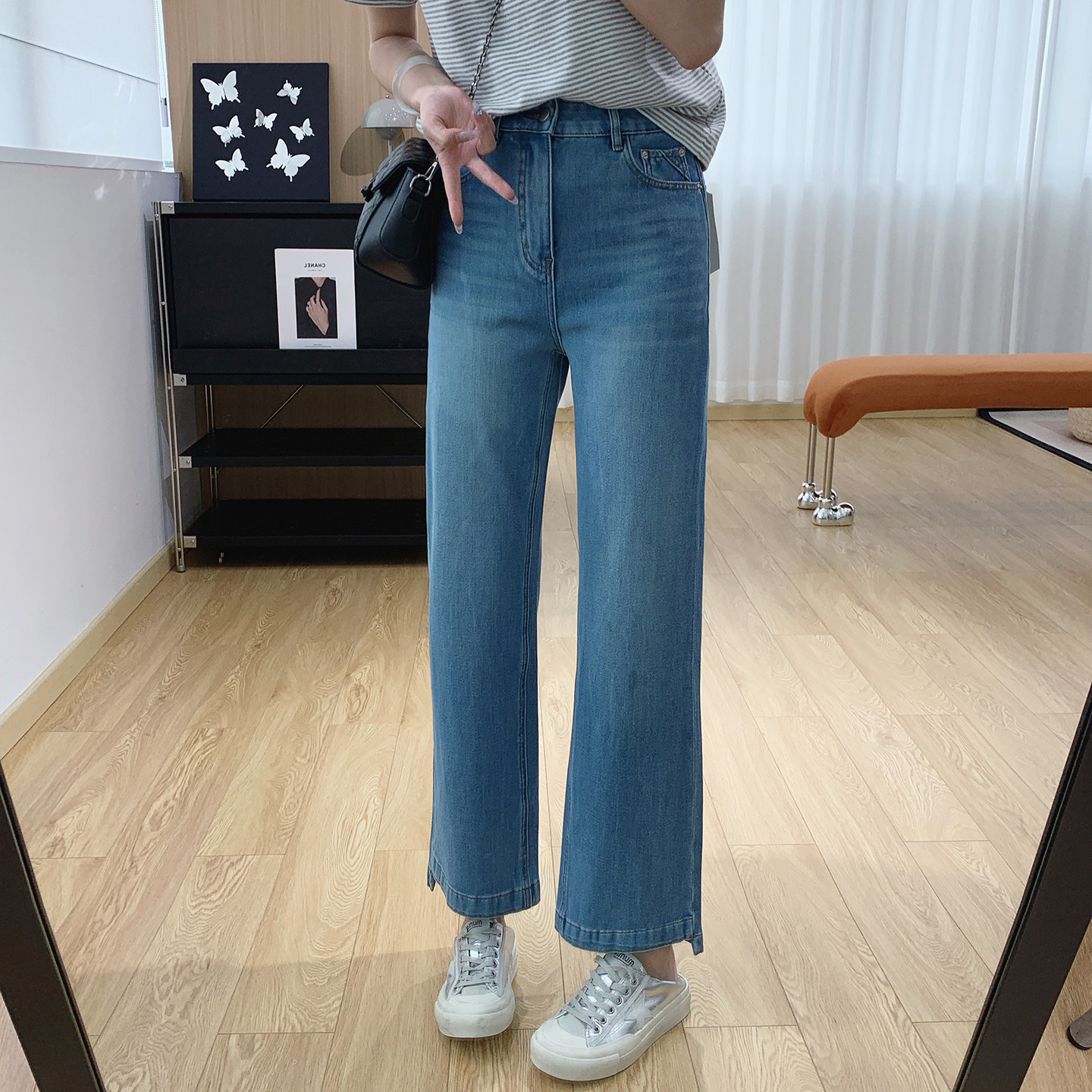 四面弹莱赛尔高腰显瘦蛋卷裤宽松直筒牛仔裤女春夏裤子九分阔腿裤