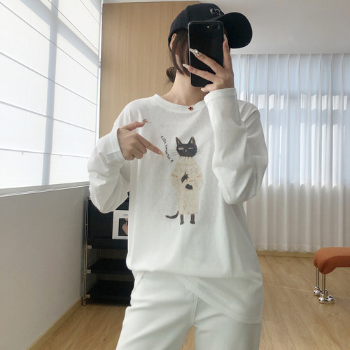 雪花竹节棉宽松显瘦休闲简约长袖