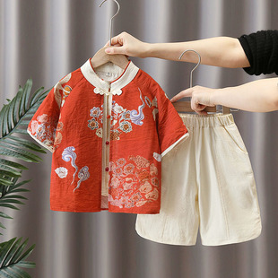 汉服男童夏季套装2025新款宝宝新中式古装儿童夏装中国风唐装薄款