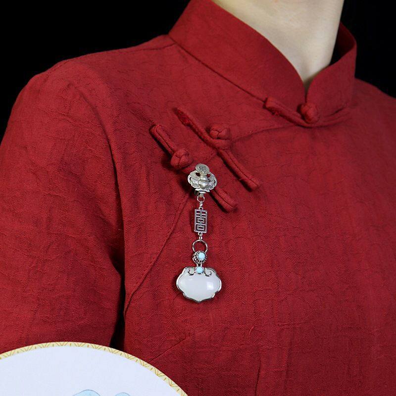 福喜如意旗袍压襟挂件女复古做旧中国风汉服茶服配饰古典胸针胸饰