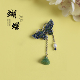 古风胸针珐琅蝴蝶胸饰胸花女领针旗袍古装中国民族风配饰别针