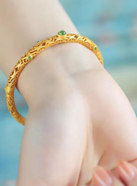 古法金花丝镂空祥云如意手镯女款古风镯子高级感中国风复古手环